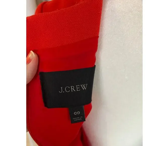 J Crew Women's Sz 00 Red Orange Lined Zipper Accent Shift Dress #0263 - Picture 6 of 13